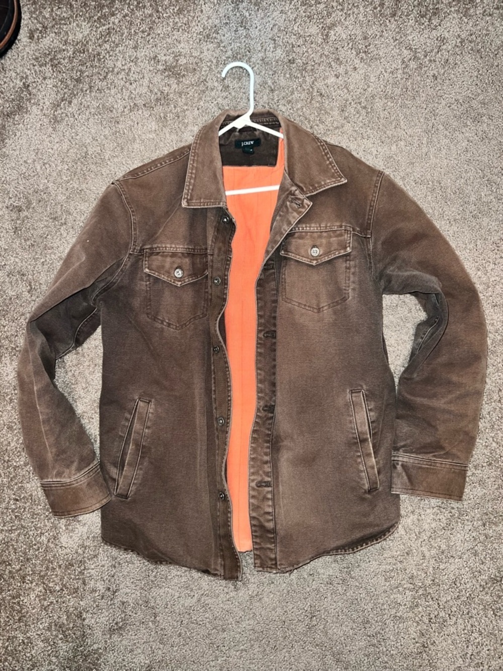Vintage J Crew Men’s Brown Canvas Orange Corduroy Lined Chore Jacket Size L